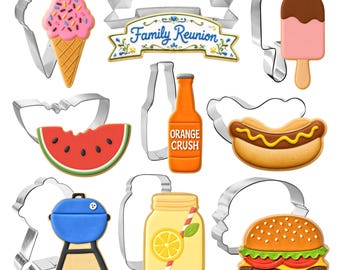 9 Piece BBQ Grill Cookie Cutter Set Party Reunion Summer Picnic Metal | Cookie Cutters