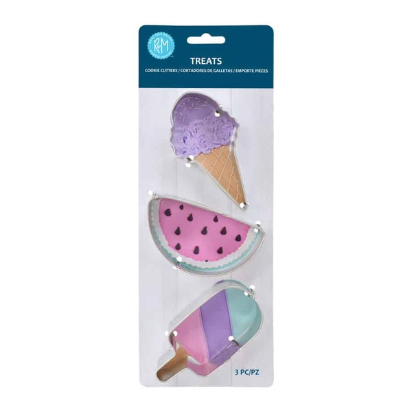 Ice Cream Cone Half Circle Watermelon Popsicle Treat Cookie Cutter Set Metal