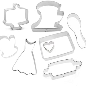 8 Piece Baking Cookie Cutter Set Mixer Rolling Pin Apron Spoon Metal School Graduation Birthday Party | Cookie Cutters