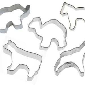5 Piece Mini Circus Animal Cookie Cutter Set Pink and White ZOO Cookies Metal Clay Cookie Cutters | Cookie Cutters