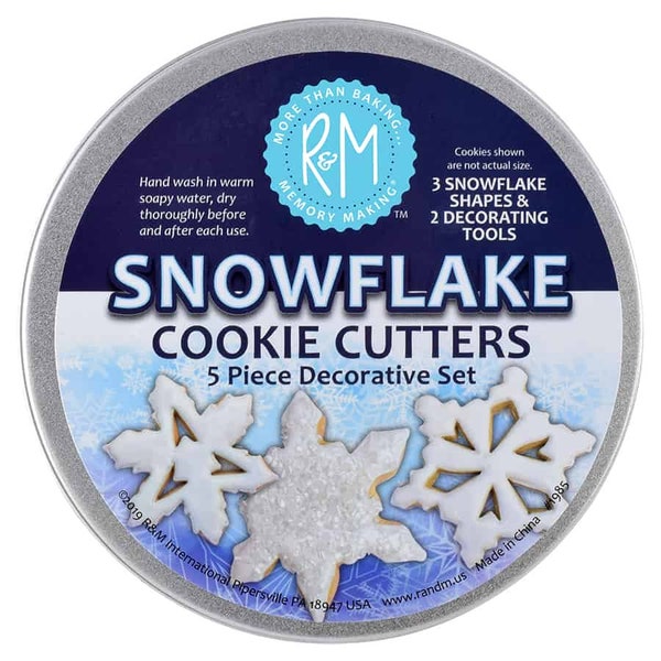 5 Piece Snowflake Cookie Cutter Set in Tin Metal | Cookie Cutters