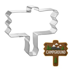 Wood Camping Sign 4.25'' Cookie Cutter Metal | Cookie Cutters