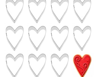 1 Dozen 12 Small Primitive Heart 2'' Cookie Cutter Party Favors Metal Love Valentine