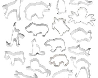 18 Piece Zoo Animal Cookie Cutter Set Metal Safari Birthday Party | Cookie Cutters