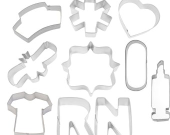 10 Piece RN Nurse Nursing Medical Graduation Cookie Cutter Set Metal | Cookie Cutters