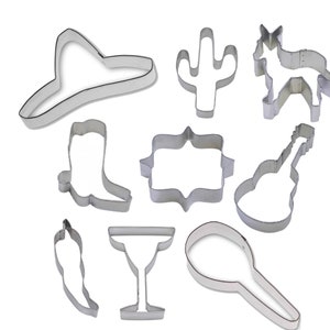 9 Piece Fiesta Pinata Cookie Cutter Set Mexican Cinco de Mayo Metal Birthday Party Cookie Cutters image 1