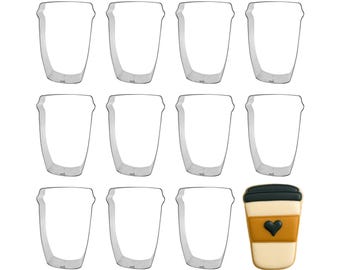 1 Dozen 12 Travel Coffee Latte 4'' Cookie Cutter | Metal Red Solo Mocha Soda