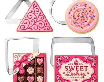 4 Piece Shape Cookie Cutter Set Rectangle Square Triangle Circle Metal | Cookie Cutters