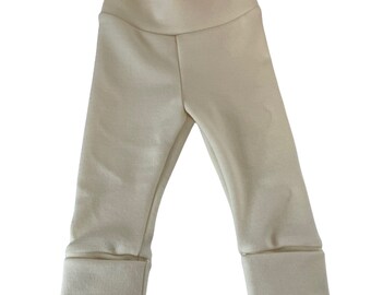 Wool Pants / Joggers 3to12 months ~Grow With Me Pants/ Merino Wool / cream