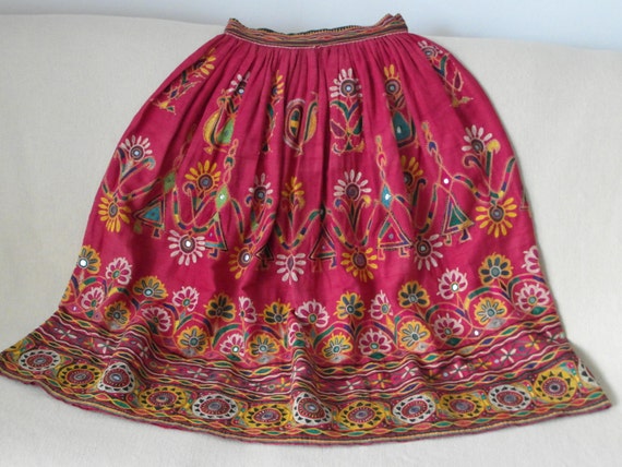 Antique traditional skirt nomad embroidery folk a… - image 1