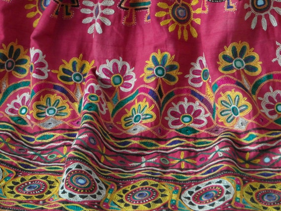 Antique traditional skirt nomad embroidery folk a… - image 5