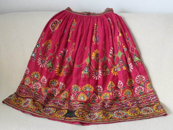 Antique traditional skirt nomad embroidery folk a… - image 2