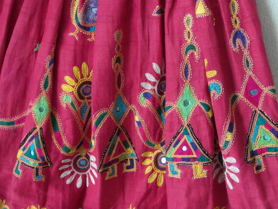 Antique traditional skirt nomad embroidery folk a… - image 3