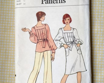 Vintage Vogue Uncut Sewing Pattern 8457 Misses' Dress, Tunic and Pants - 1970s - Size 12