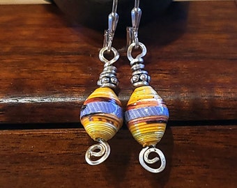 Item #6-28 - Sterling Silver Earrings -  Paper Bead