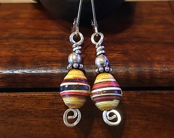 Item #6-30 - Sterling Silver Earrings -  Paper Bead