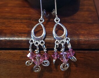 Item #6-19 - Sterling Silver Earrings -  Swarovski Crystals Dangles