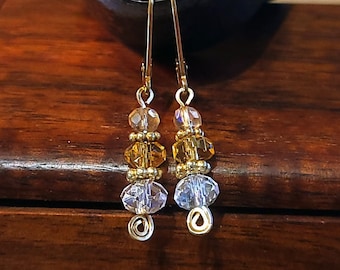 Item #5-25 - Gold Filled Earrings -  Gold and Clear Crystals