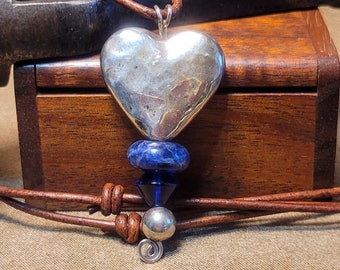 Item #9-36 - Leather Necklace - Heart Pendant
