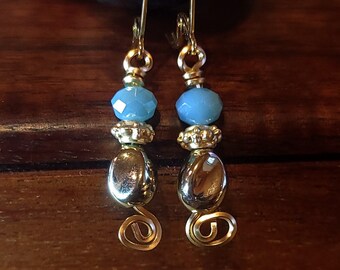 Item #5-46 - Gold Filled Earrings - Sea Green Crystal