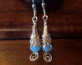 Item #6-35 - Sterling Silver Earrings -  Mint Crystals