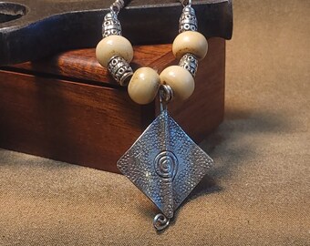 Item #9-30 - Leather Necklace - Silver Pendant