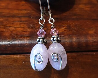 Item #6-3 - Sterling Silver Earrings -  Quartz and Swarovski Crystals