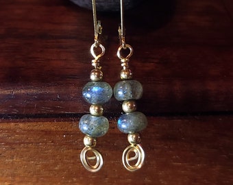 Item #5-15 - Gold Filled Earrings - Labradorite with Gold filled Findings on Gold Filled Wire