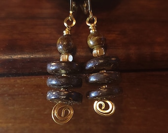 Item #5-35 - Gold Filled Earrings - Wood disc Beads