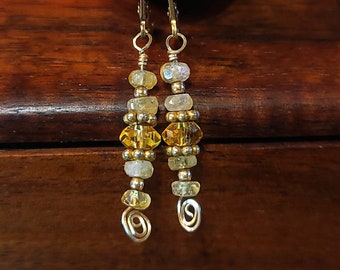 Item #5-34 - Gold Filled Earrings -  Quartz and Crystal