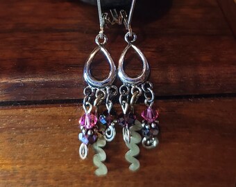 Item #6-9 - Sterling Silver Earrings -  Swarovski Crystals Dangles