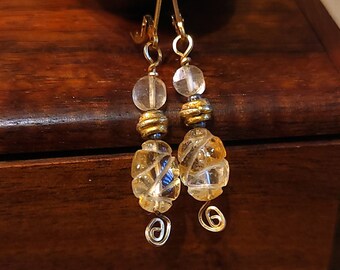 Item #5-33 - Gold Filled Earrings -  Quartz and Crystal