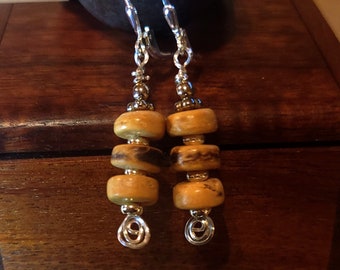 Item #6-40 - Sterling Silver Earrings - Natural Disk Beads