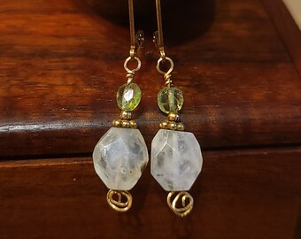 Item #5-39 - Gold Filled Earrings -  Quartz and Peridot Crystal