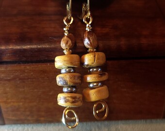 Item #5-36 - Gold Filled Earrings - Natural Disk Beads