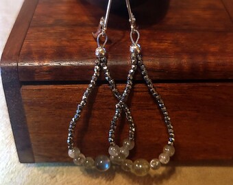 Item #6-32 - Sterling Silver Earrings - Labradorite Beads