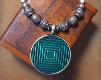 Item #9-28 - Leather Necklace - Metal Silver Pendant