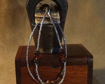 Item #15-7 -  Layering  Bracelets - Jasper and Silver Delicas Beads with detachable clasps
