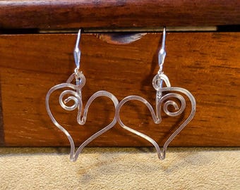 Item #6-7 - Silver Earrings - Hammered Heart Earrings