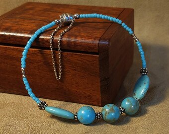 Item #14-9 - Beaded Bracelets - Turquoise Blue Magnesite (d/s)