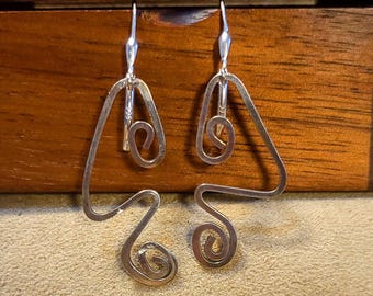 Item #6-13 - Silver Earrings - Hammered Swirl Earrings