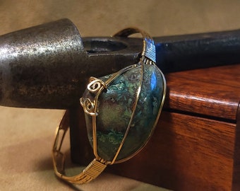 Item #11-5 - Wire Wrap Bracelet - Gold Filled Turquoise (MM)