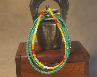 Item #15-38 -  Layering  Bracelets - Yellow, Orange, Red and Green Mix with detachable clasps