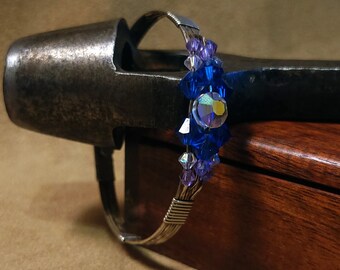 Item #11-3 - Wire Wrap Bracelet - Sterling Silver Swarovski Crystal