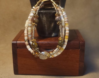 Item #15-16 -  Layering  Bracelets - Quartz, Crystal and Jasper with detachable clasps