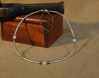 Item #13-3 - Anklet - Silver Delica bead