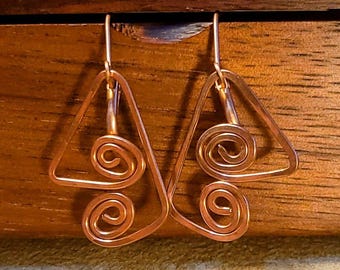 Item #4-7 - Copper Earrings - SWIRL DANGLE