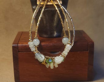 Item #15-14 -  Layering  Bracelets - Quartz, Peridot and Swarovski Crystals with detachable clasps