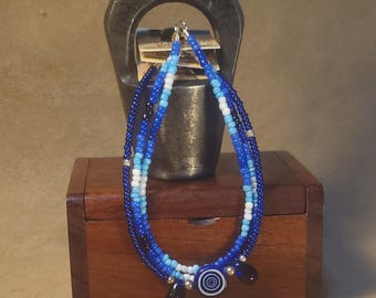 Item #15-43 -  Layering  Bracelets - Multi Blue Mix with detachable clasps