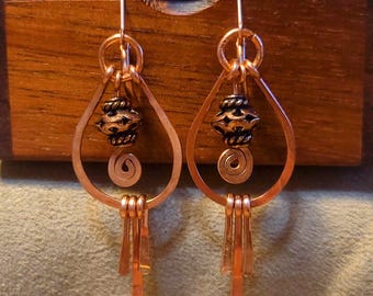 Item #4-2 - Copper Earrings - COPPER BEAD DANGLE